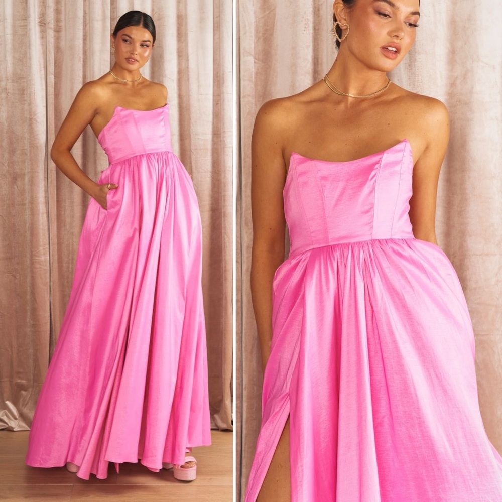 NEW Show Me Your Mumu Juliet Lace Up Corset Maxi Dress in Pink Taffeta size XL - Picture 4 of 10